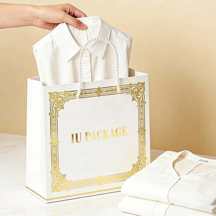 Luxury Paper Shopping Bag with Foil Stamping & Handle