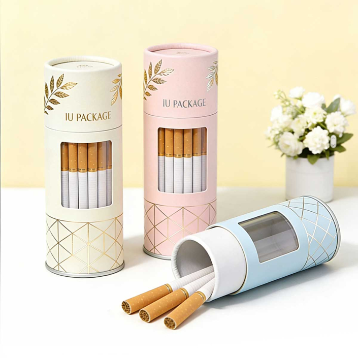 Custom Paper Tube Cylinder Box with Window for Tobacco