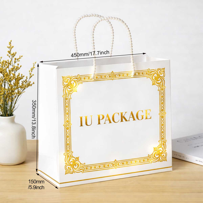 Luxury Paper Shopping Bag with Foil Stamping & Handle