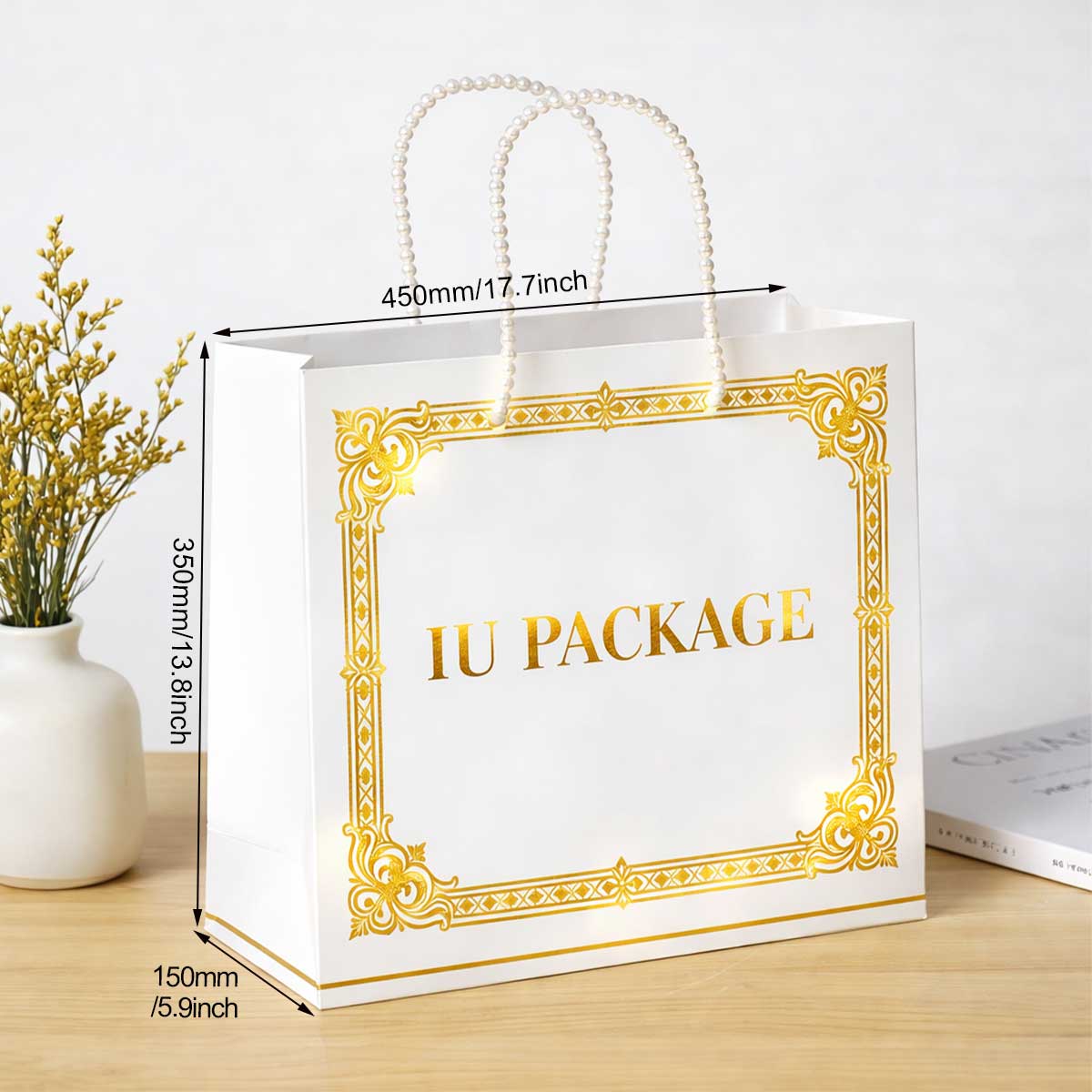 Luxury Paper Shopping Bag with Foil Stamping & Handle