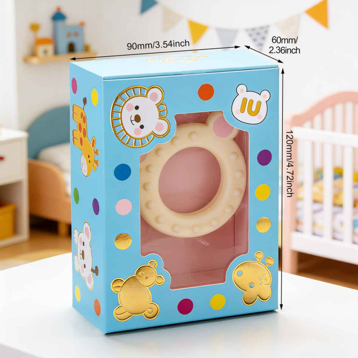 Colorful folding carton packaging box with window. Cost-effective, durable, and customizable for toys, gifts, and retail display.