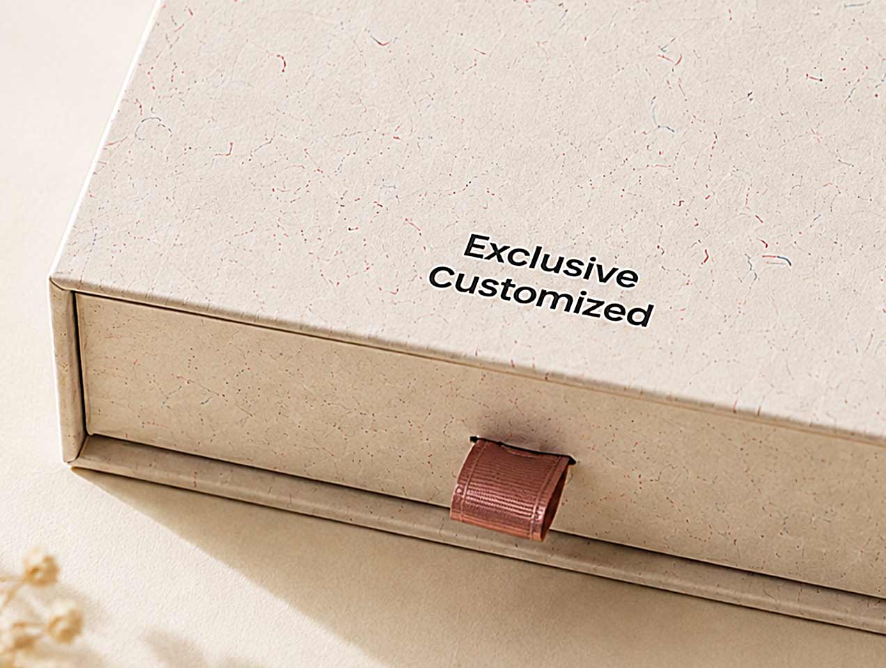The natural fiber texture creates a clean and modern look, making the nail packaging feel refined and suitable for beauty brands.