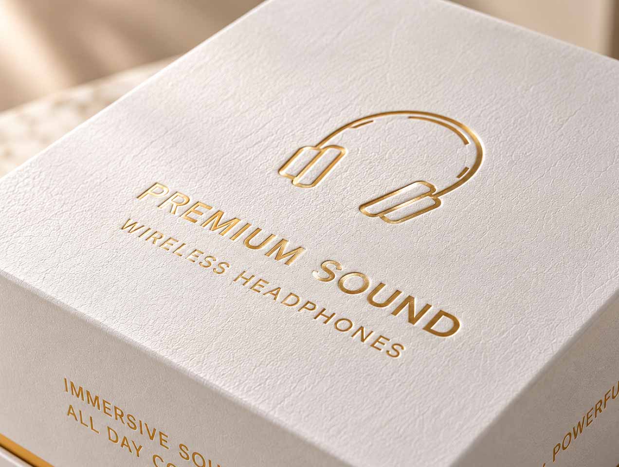 Headphone-Box white headphone box, white and gold packaging box