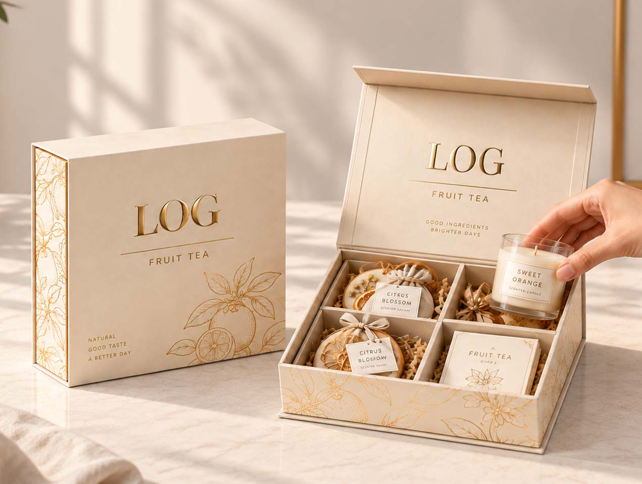 custom cream gift box custom gift set packaging