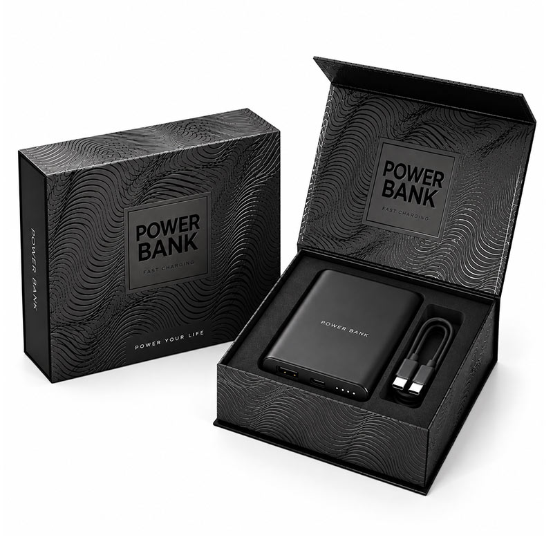 black power bank box, custom power bank packaging box
