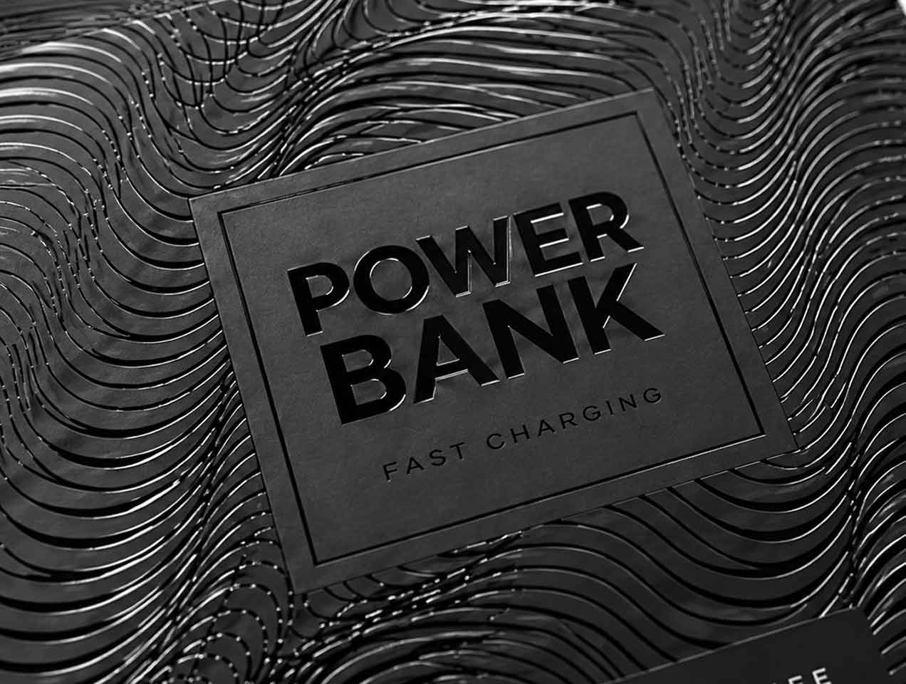 custom power bank packaging box UV embossed packaging box