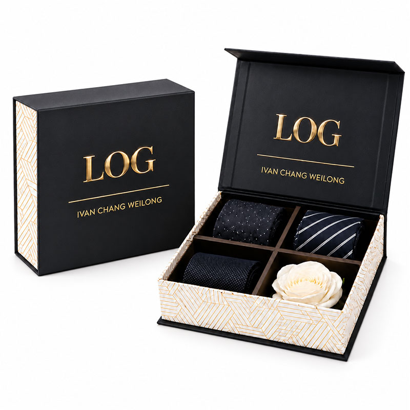 custom tie gift box magnetic tie packaging box