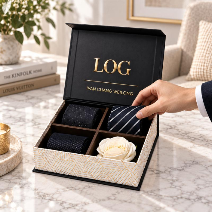 tie box with compartments custom apparel gift box