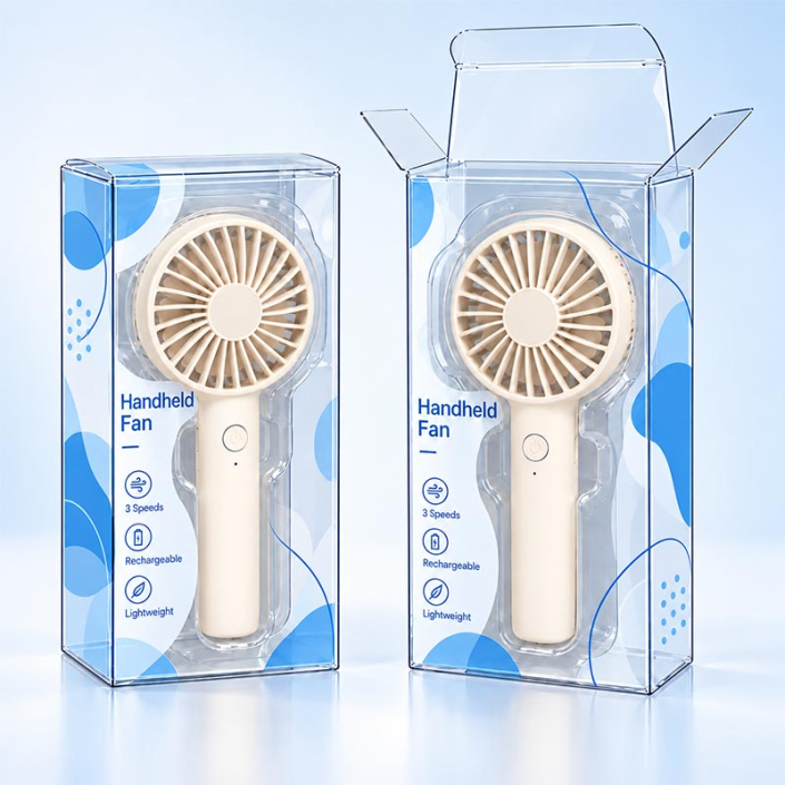 ransparent handheld fan packaging box,