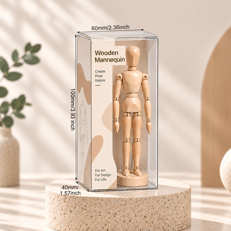 transparent plastic packaging box wooden mannequin packaging box