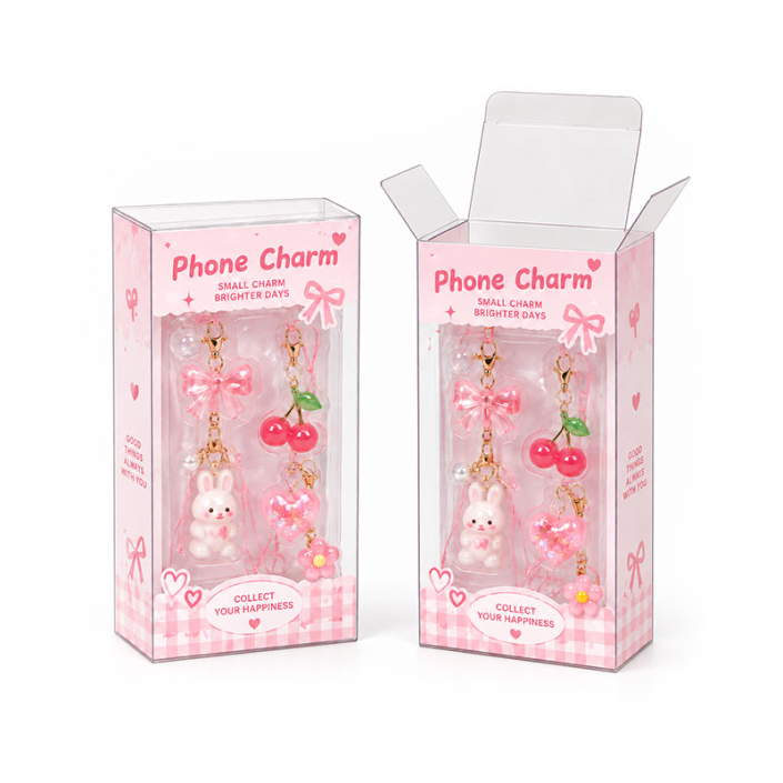 clear plastic phone charm packaging