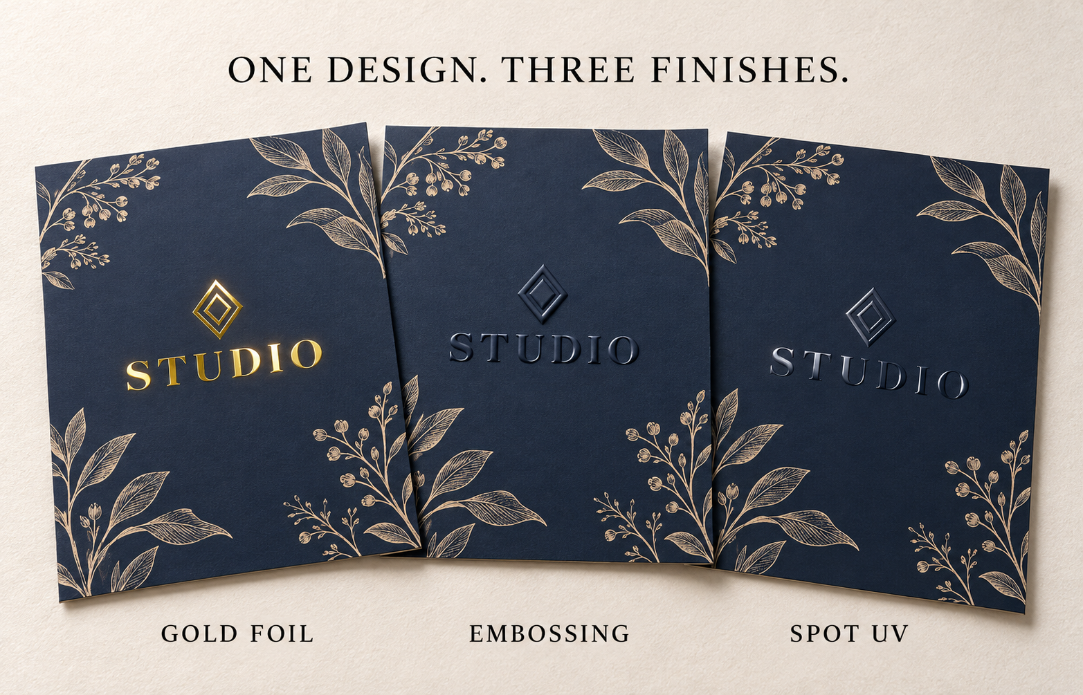 Comparison of Hot Stamping, Embossing and UV Finishing